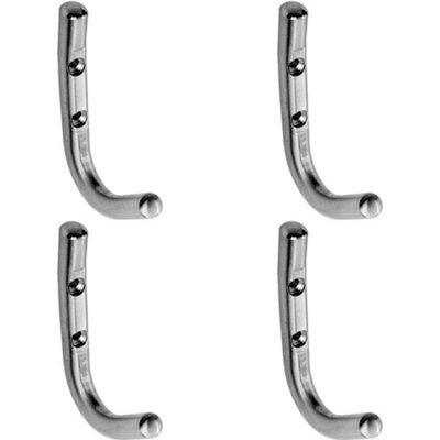 4X Slimline One Piece Coat Hook 55mm Projection Satin Stainless Steel from B&Q