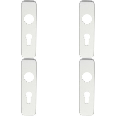4X Pair Door Handle Euro Lock Plate For Safety Levers 154 X 40mm Satin Aluminium from B&Q