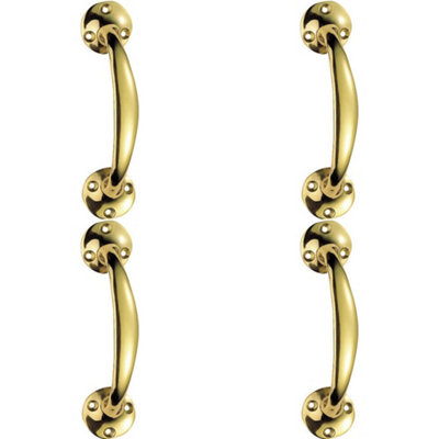 Loops 4X Victorian Bow Shaped Pull Handle 152mm Length 32mm Proj Polished Brass from B&Q