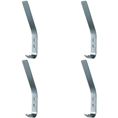 4X Flat Bar One Piece Hat & Coat Hook 60mm Projecion Satin Stainless Steel from B&Q