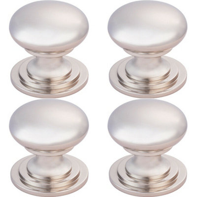 Loops 4X Victorian Round Cupboard Door Knob 38mm Dia Polished Nickel Cabinet Handle from B&Q