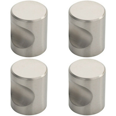 B&Q -  4X Cylindrical Cupboard Door Knob 25mm Diameter Stainless Steel Cabinet Handle