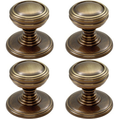 B&Q -  4X Ringed Tiered Cupboard Door Knob 30mm Diameter Bronze Cabinet Handle