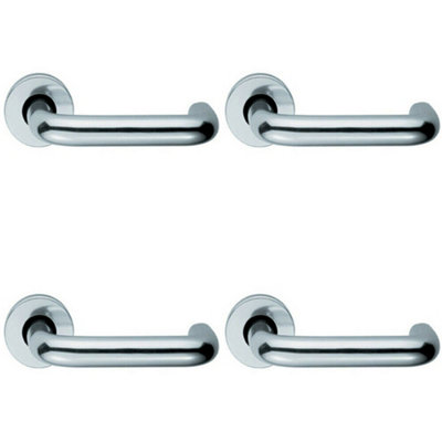 4X Pair 19mm Round Bar Safety Lever Concealed Fix Round Rose Polished Aluminium from B&Q