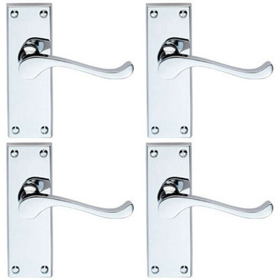 4X Pair Victorian Scroll Handle On Latch Backplate 120 X 41mm Polished Chrome from B&Q