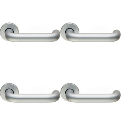4X Pair 19mm Round Bar Safety Lever On Round Rose Concealed Fix Satin Aluminium from B&Q