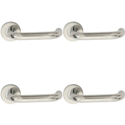 4X Pair 19mm Round Bar Safety Handle On Round Rose Concealed Fix Polished Steel from B&Q