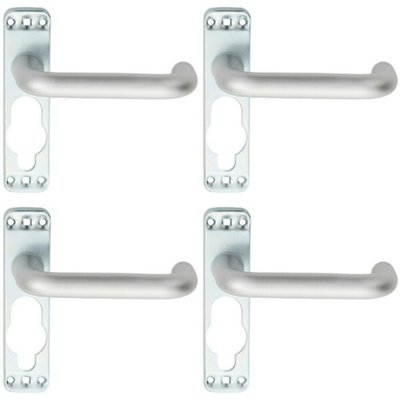  - 4X Pair Safety Lever On Inner Backplate 152mm Door Handle Satin Aluminium