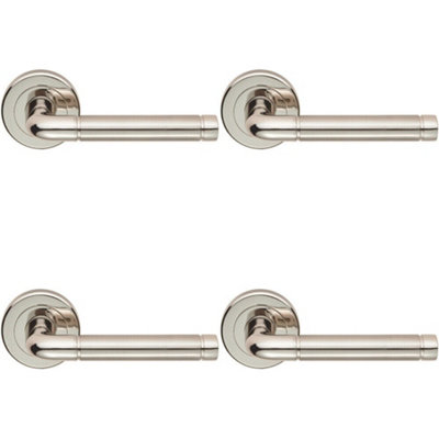  - 4X Pair Straight Elliptical Lever On Round Rose Concealed Fix Dual Nickel