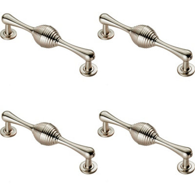 4X Reeded Beehive Handle On Round Rose And Stem 128mm Fixing Centres Nickel from B&Q