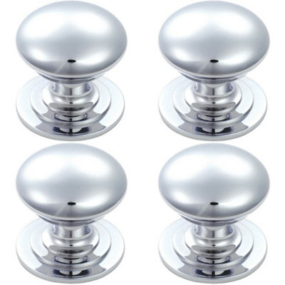 Loops 4X Victorian Round Cupboard Door Knob 50mm Dia Polished Chrome Cabinet Handle from B&Q