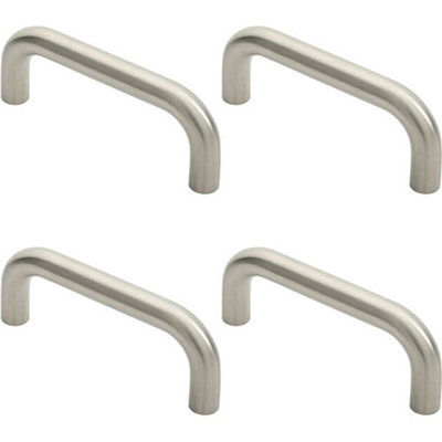 Loops 4X Round D Bar Pull Handle 169 X 19mm 150mm Fixing Centres Satin Stainless Steel from B&Q