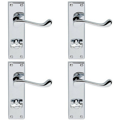  - 4X Pair Victorian Scroll Lever On Bathroom Backplate 155 X 41mm Polished Chrome