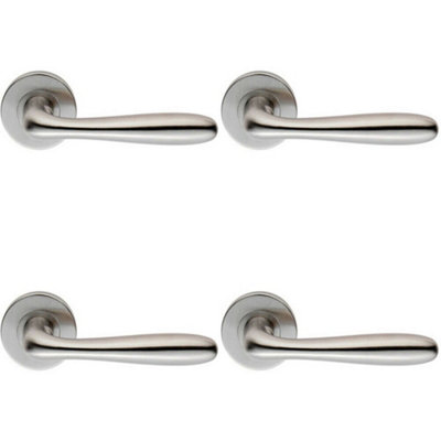 4X Pair Smooth Rounded Bar Handle On 8mm Round Rose Concealed Fix Satin Steel from B&Q