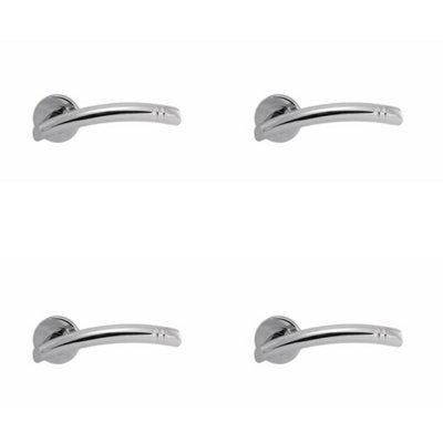  - 4X Pair Arched Round Bar Lever With Ring Detailing Concealed Fix Polished Chrome