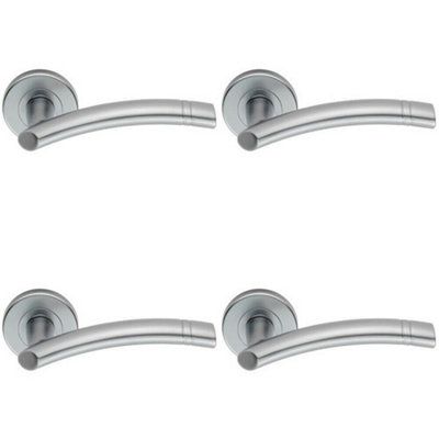 B&Q 4X Pair Arched Round Bar Handle With Ring Detailing Concealed Fix Satin Chrome