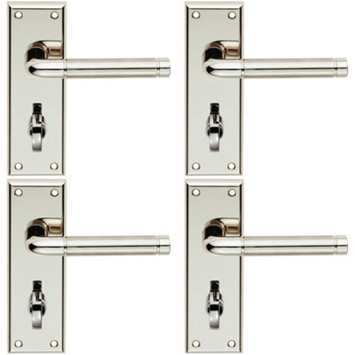  - 4X Pair Round Bar Lever On Bathroom Backplate 150 X 50mm Polished & Satin Nickel