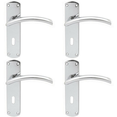 4X Arched Lever On Lock Backplate Door Handle 170 X 42mm Polished Chrome from B&Q