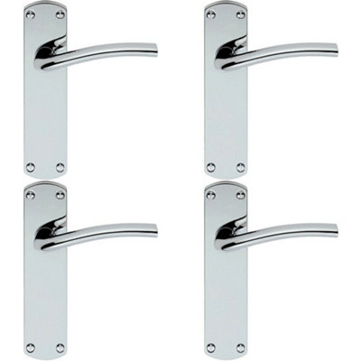 B&Q 4X Rounded Curved Bar Handle On Latch Backplate 170 X 42Mm Polished Chrome
