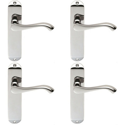 4X Pair Scroll Lever Door Handle On Latch Backplate 180 X 40mm Polished Chrome from B&Q