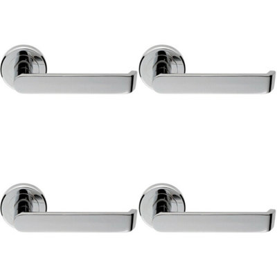  - 4X Flat Faced Lever On Concealed Fix Round Rose 50.5mm Diameter Polished Chrome