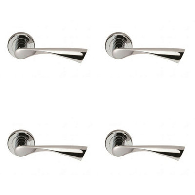 4X Pair Angular Twisted Handle On Round Rose Concealed Fix Polished Chrome from B&Q