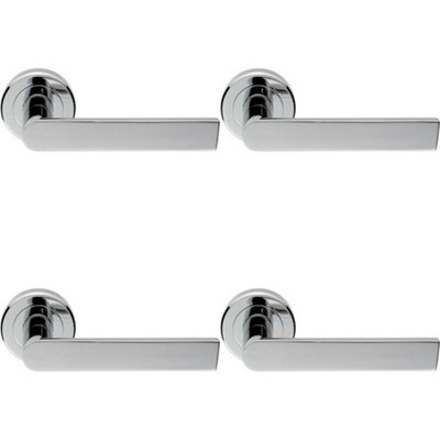 4X Pair Flat Rectangular Bar Handle On Round Rose Concealed Fix Polished Chrome from B&Q