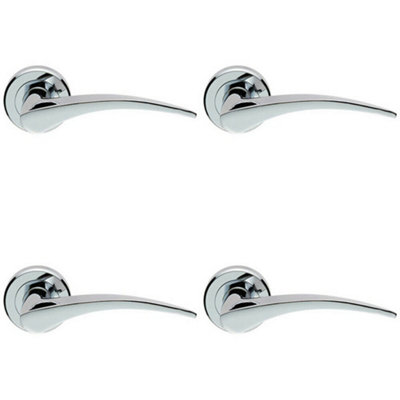 4X Pair Arched Tapered Handle On Round Rose Concealed Fix Polished Chrome from B&Q