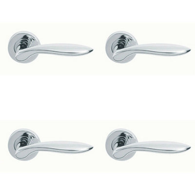 4X Pair Smooth Ergonomic Handle On Round Rose Concealed Fix Polished Chrome from B&Q