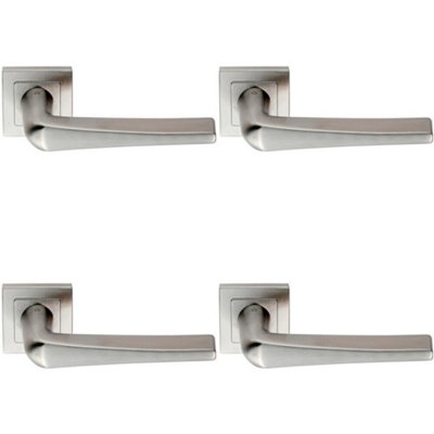  - 4X Pair Square Cut Tapered Handle On Square Rose Concealed Fix Satin Steel