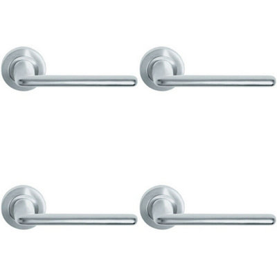 B&Q 4X Pair Slimline Straight Bar Handle On Round Rose Concealed Fix Satin Chrome - B&Q