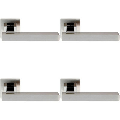  - 4X Pair Square Cut Straight Bar Handle Concealed Fix Polished & Satin Steel