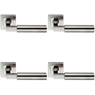 4X Pair Square Cut Mitred Bar Handle Concealed Fix Polished & Satin Steel