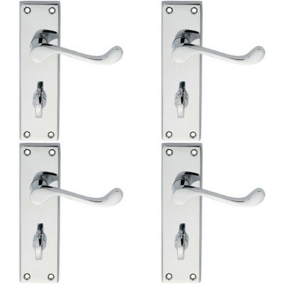 B&Q 4X Pair Victorian Scroll Lever On Bathroom Backplate 150 X 43Mm Polished Chrome