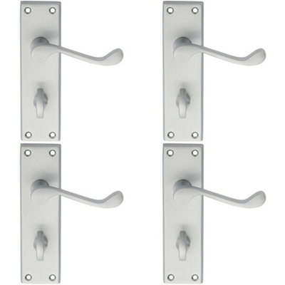 - 4X Pair Victorian Scroll Handle On Bathroom Backplate 150 X 43mm Satin Chrome
