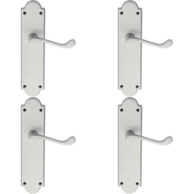  - 4X Pair Victorian Scroll Handle On Latch Backplate 205 X 49mm Satin Chrome