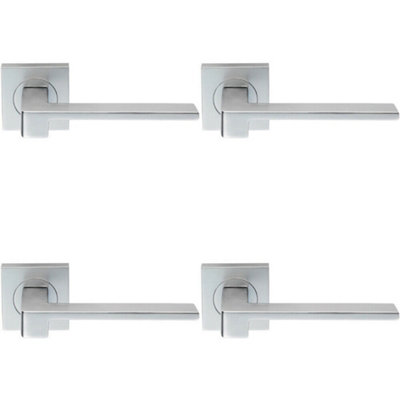 4X Pair Flat Squared Bar Handle On Square Rose Concealed Fix Satin Chrome from B&Q