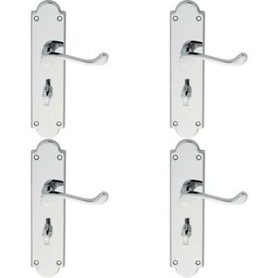 B&Q 4X Pair Victorian Scroll Lever On Bathroom Backplate 205 X 49Mm Polished Chrome