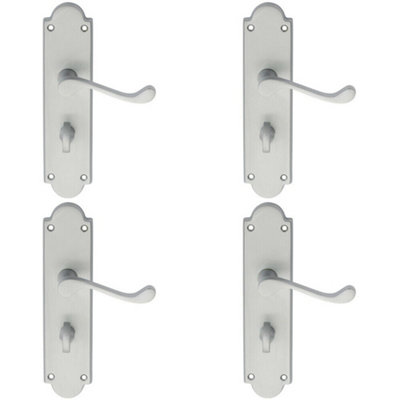  - 4X Pair Victorian Scroll Handle On Bathroom Backplate 205 X 49mm Satin Chrome