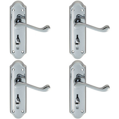 B&Q 4X Pair Victorian Upturned Lever On Bathroom Backplate 168 X 47Mm Chrome