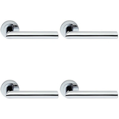 4X Pair Straight Mitred Bar Handle On Round Rose Concealed Fix Polished Chrome from B&Q