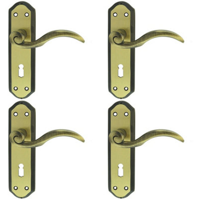  - 4X Pair Spiral Sculpted Handle On Lock Backplate 180 X 48mm Florentine Bronze