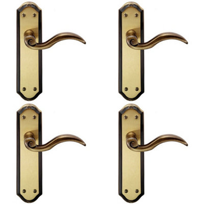 4X Pair Spiral Sculpted Handle On Latch Backplate 180 X 48mm Florentine Bronze