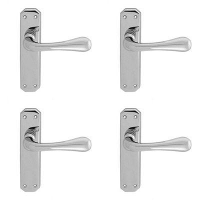 4X Pair Heavy Duty Handle On Angular Latch Backplate 180 X 40mm Polished Chrome from B&Q