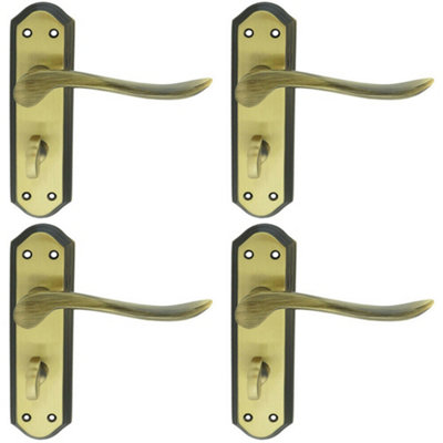  - 4X Pair Curved Lever On Sculpted Bathroom Backplate 180 X 48mm Florentine Bronze