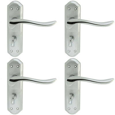  - 4X Pair Curved Handle On Sculpted Bathroom Backplate 180 X 48mm Chrome