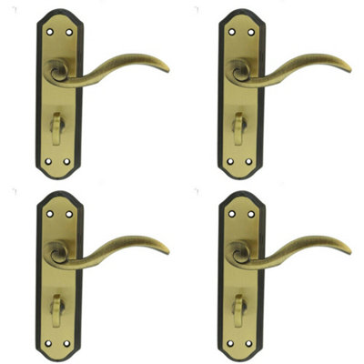  - 4X Pair Spiral Sculpted Lever On Bathroom Backplate 180 X 48mm Florentine Bronze