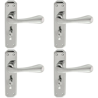 4X Pair Heavy Duty Lever On Angular Bathroom Backplate 180 X 40mm Chrome from B&Q