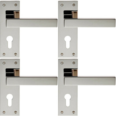 B&Q 4X Pair Straight Plinth Mounted Lever On Round Rose Concealed Fix Nickel