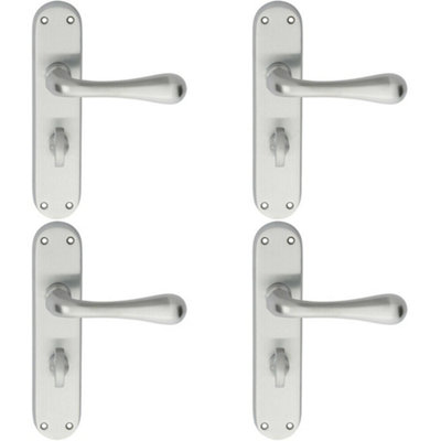  - 4X Pair Smooth Round Bar Handle On Bathroom Backplate 185 X 40mm Satin Chrome
